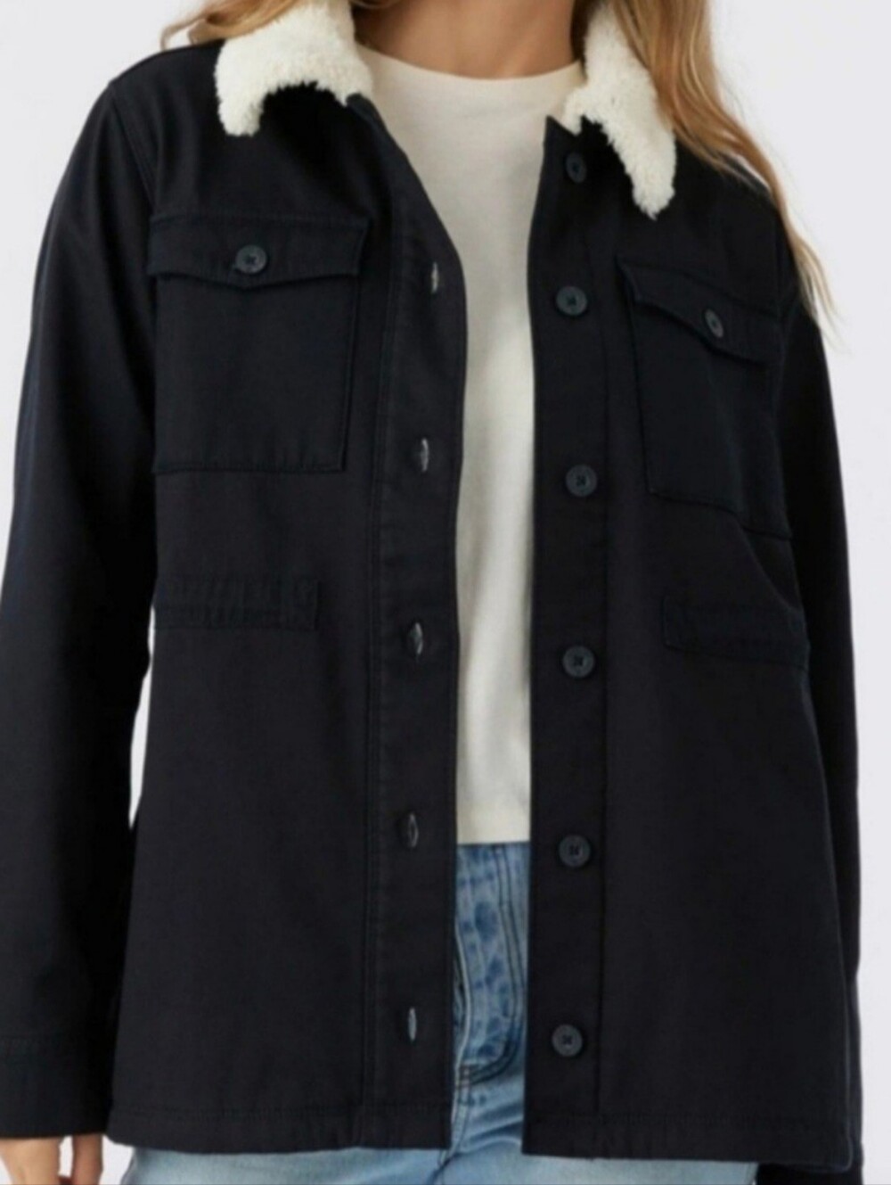 NWOT Hang Ten Black Utility Jacket Sherpa Lined, Size XXL